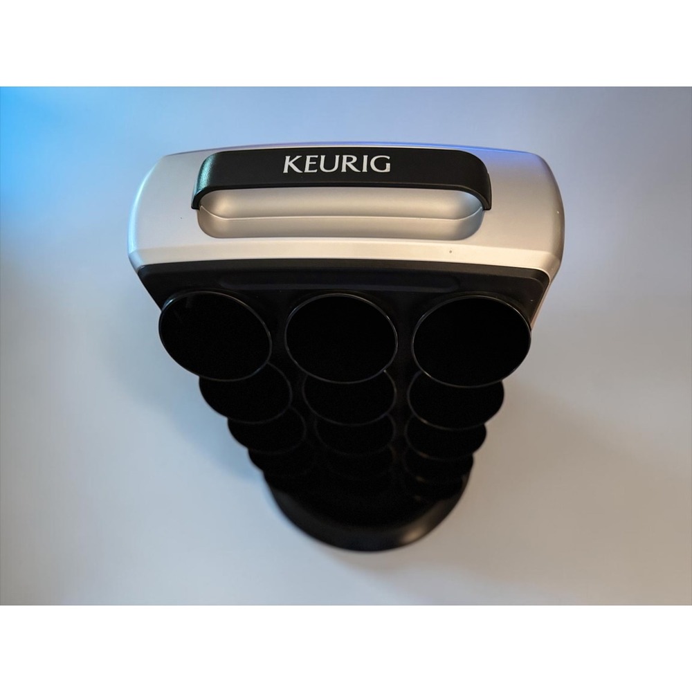 Keurig K-Cup Carousel Rotating Coffee Pod Holder 30 Capacity Silver Black Tower